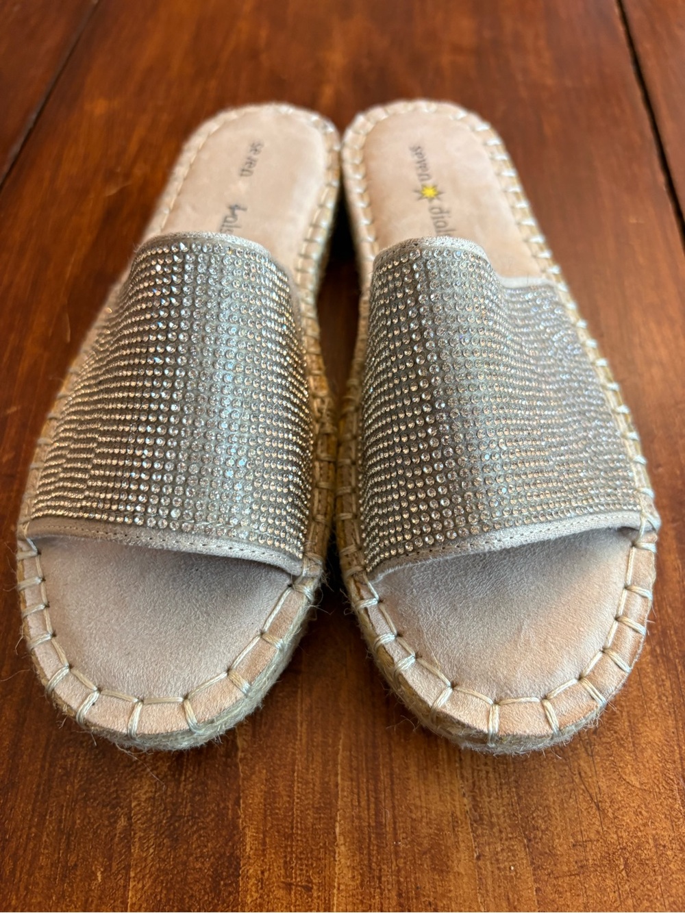 Seven Dials "Waveland" Rhinestone Espadrille Slide Sandal Size 6M New